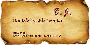 Barták Jávorka névjegykártya